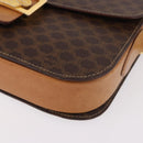 CELINE Macadam Canvas Horse Carriage Bag PVC Leather Brown Gold Auth 184354A-11