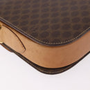 CELINE Macadam Canvas Horse Carriage Bag PVC Leather Brown Gold Auth 184354A-12