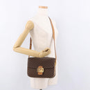 CELINE Macadam Canvas Horse Carriage Bag PVC Leather Brown Gold Auth 184354A-25