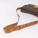 CELINE Macadam Canvas Horse Carriage Bag PVC Leather Brown Gold Auth 184354A-7