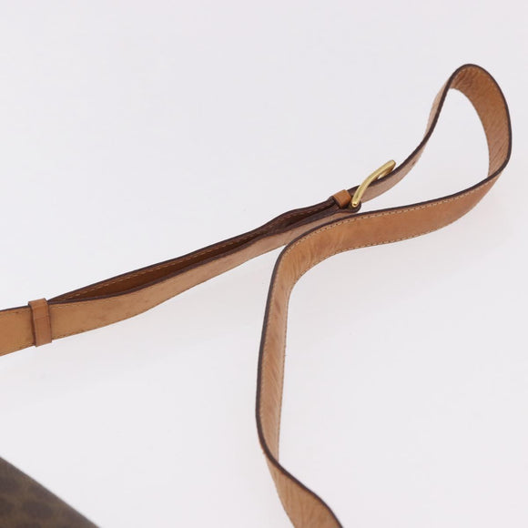 CELINE Macadam Canvas Horse Carriage Bag PVC Leather Brown Gold Auth 184354A