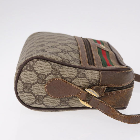 GUCCI GG Supreme Web Sherry Line Bag PVC Beige Gold 001 115 6655 Auth 184355