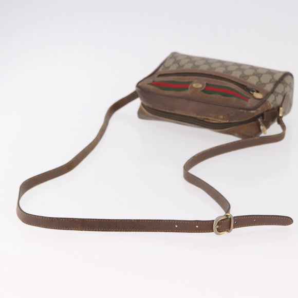 GUCCI GG Supreme Web Sherry Line Bag PVC Beige Gold 001 115 6655 Auth 184355