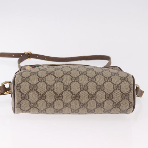 GUCCI GG Supreme Web Sherry Line Bag PVC Beige Gold 001 115 6655 Auth 184355