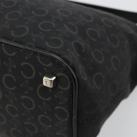 CELINE C Sulky Shoulder Bag Canvas Black Silver Auth 184359A