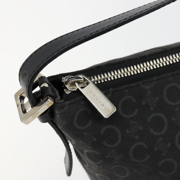 CELINE C Sulky Shoulder Bag Canvas Black Silver Auth 184359A