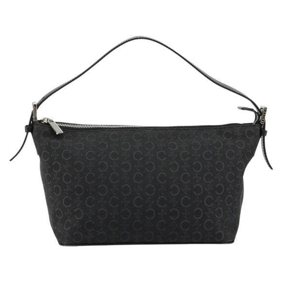 CELINE C Sulky Shoulder Bag Canvas Black Silver Auth 184359A