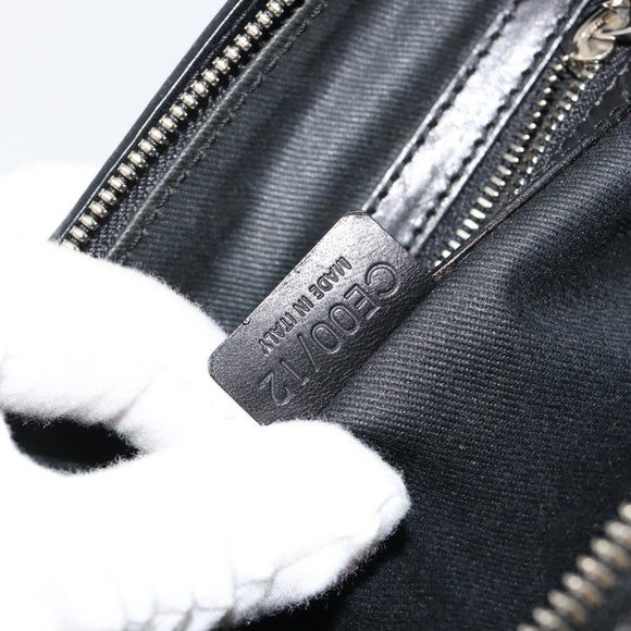 CELINE C Sulky Shoulder Bag Canvas Black Silver Auth 184359A