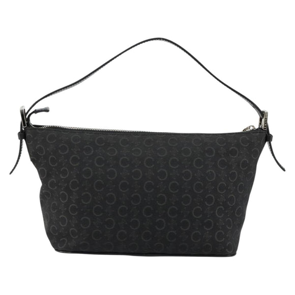 CELINE C Sulky Shoulder Bag Canvas Black Silver Auth 184359A