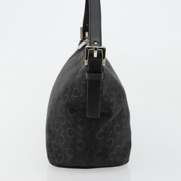 CELINE C Sulky Shoulder Bag Canvas Black Silver Auth 184359A