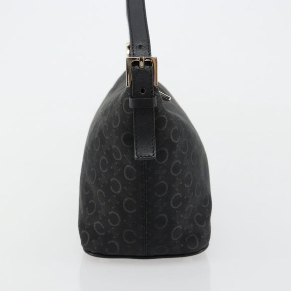 CELINE C Sulky Shoulder Bag Canvas Black Silver Auth 184359A