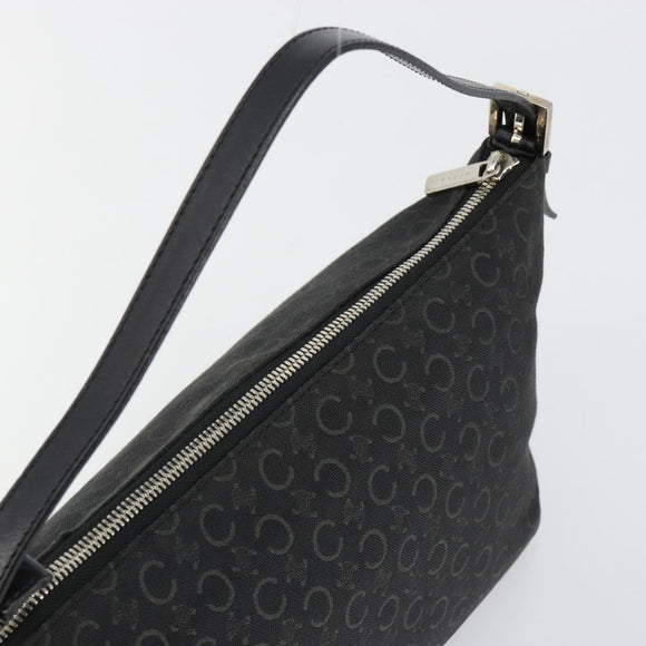 CELINE C Sulky Shoulder Bag Canvas Black Silver Auth 184359A