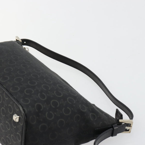 CELINE C Sulky Shoulder Bag Canvas Black Silver Auth 184359A