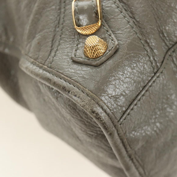 BALENCIAGA The Giant City Hand Bag Leather 2way Gray Gold 281770 Auth 184362M