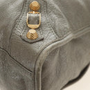 BALENCIAGA The Giant City Hand Bag Leather 2way Gray Gold 281770 Auth 184362M-13
