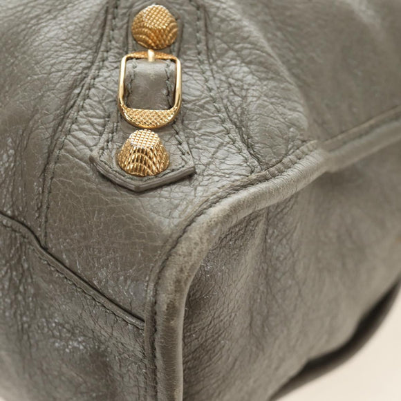 BALENCIAGA The Giant City Hand Bag Leather 2way Gray Gold 281770 Auth 184362M