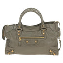 BALENCIAGA The Giant City Hand Bag Leather 2way Gray Gold 281770 Auth 184362M-2