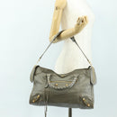BALENCIAGA The Giant City Hand Bag Leather 2way Gray Gold 281770 Auth 184362M-26