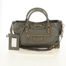 BALENCIAGA The Giant City Hand Bag Leather 2way Gray Gold 281770 Auth 184362M-27