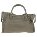 BALENCIAGA The Giant City Hand Bag Leather 2way Gray Gold 281770 Auth 184362M-3