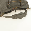 BALENCIAGA The Giant City Hand Bag Leather 2way Gray Gold 281770 Auth 184362M-9