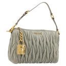 Miu Miu Matelasse Accessory Pouch Leather Gray Gold Auth 184365M-1