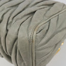 Miu Miu Matelasse Accessory Pouch Leather Gray Gold Auth 184365M-15