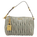 Miu Miu Matelasse Accessory Pouch Leather Gray Gold Auth 184365M-13