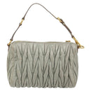 Miu Miu Matelasse Accessory Pouch Leather Gray Gold Auth 184365M-2