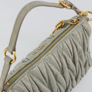 Miu Miu Matelasse Accessory Pouch Leather Gray Gold Auth 184365M-6