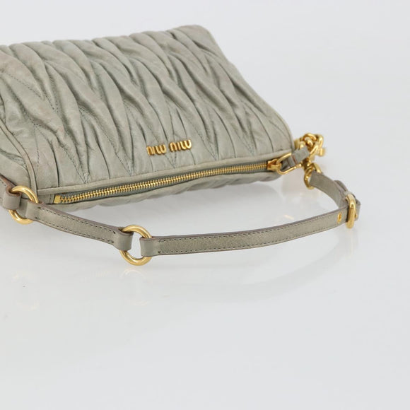 Miu Miu Matelasse Accessory Pouch Leather Gray Gold Auth 184365M