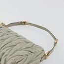 Miu Miu Matelasse Accessory Pouch Leather Gray Gold Auth 184365M-8