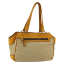 PRADA Hand Bag Canvas Beige Gold Auth 184366-1