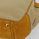 PRADA Hand Bag Canvas Beige Gold Auth 184366-10