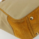 PRADA Hand Bag Canvas Beige Gold Auth 184366-11