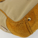 PRADA Hand Bag Canvas Beige Gold Auth 184366-13
