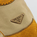 PRADA Hand Bag Canvas Beige Gold Auth 184366-15