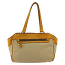 PRADA Hand Bag Canvas Beige Gold Auth 184366-2