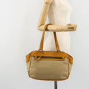 PRADA Hand Bag Canvas Beige Gold Auth 184366-25
