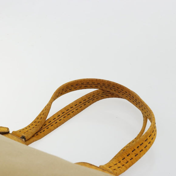 PRADA Hand Bag Canvas Beige Gold Auth 184366