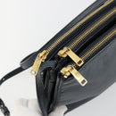 CELINE Trio Shoulder Bag Leather Navy Gold Auth 184367-9