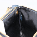 CELINE Trio Shoulder Bag Leather Navy Gold Auth 184367-20