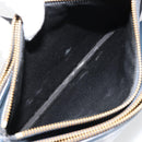 CELINE Trio Shoulder Bag Leather Navy Gold Auth 184367-21