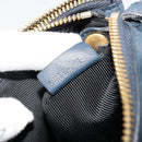 CELINE Trio Shoulder Bag Leather Navy Gold Auth 184367-12
