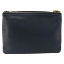 CELINE Trio Shoulder Bag Leather Navy Gold Auth 184367-2