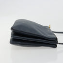 CELINE Trio Shoulder Bag Leather Navy Gold Auth 184367-3