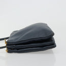 CELINE Trio Shoulder Bag Leather Navy Gold Auth 184367-4