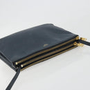 CELINE Trio Shoulder Bag Leather Navy Gold Auth 184367-6