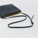 CELINE Trio Shoulder Bag Leather Navy Gold Auth 184367-7