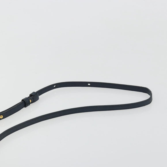 CELINE Trio Shoulder Bag Leather Navy Gold Auth 184367